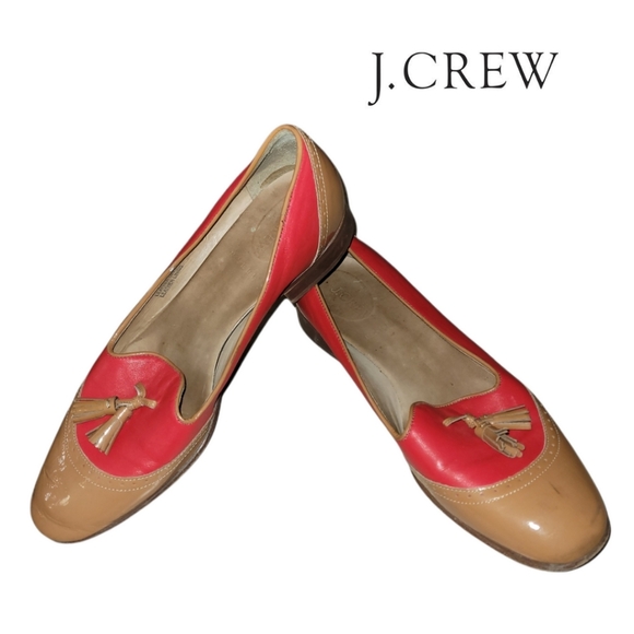 J. Crew Red and Tan Flats with Tassels - Picture 1 of 11